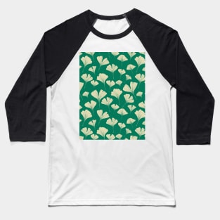 Ginkgo biloba leaves botanical pattern in dark green Baseball T-Shirt